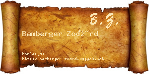 Bamberger Zoárd névjegykártya